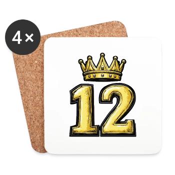 12 Zahl Krone - Untersetzer (4er-Set) - Weiß - Vorne