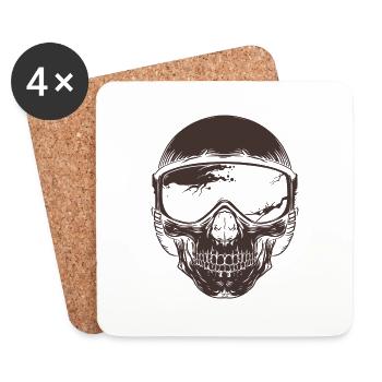Skull Biker Goggles - Coasters (set of 4) - white - Front