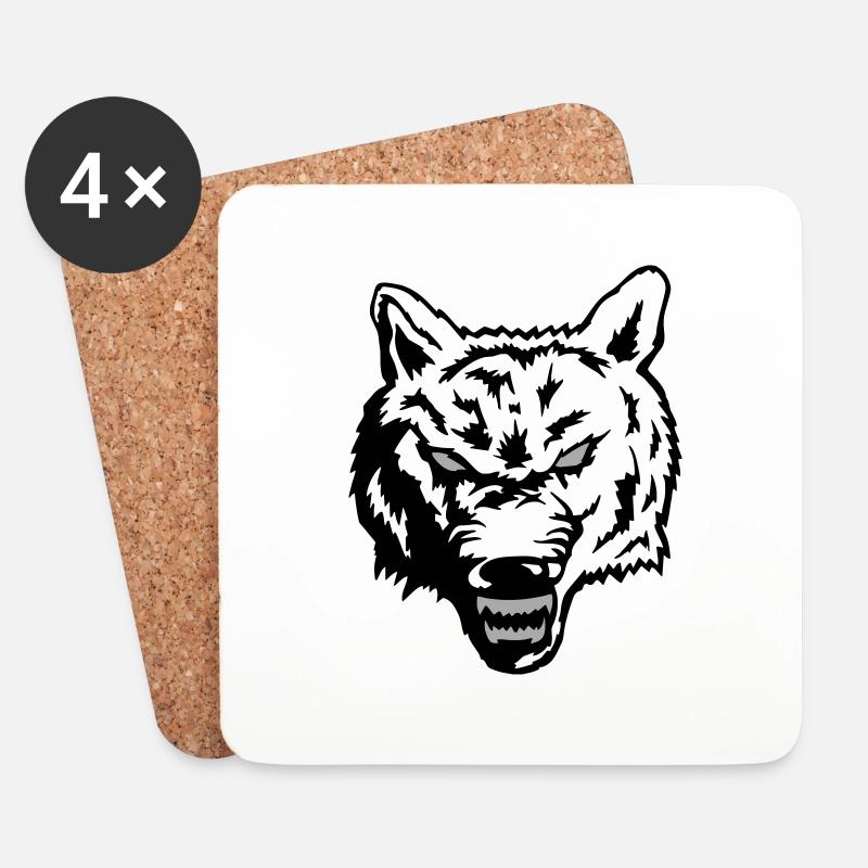 wolf - Untersetzer (4er-Set) - Weiß