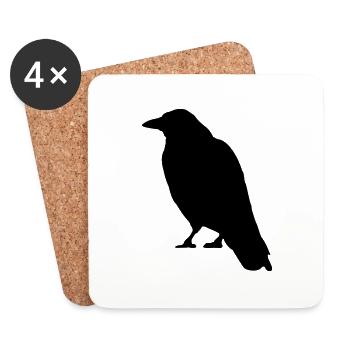 Black Crow bird - Coasters (set of 4) - white - Front