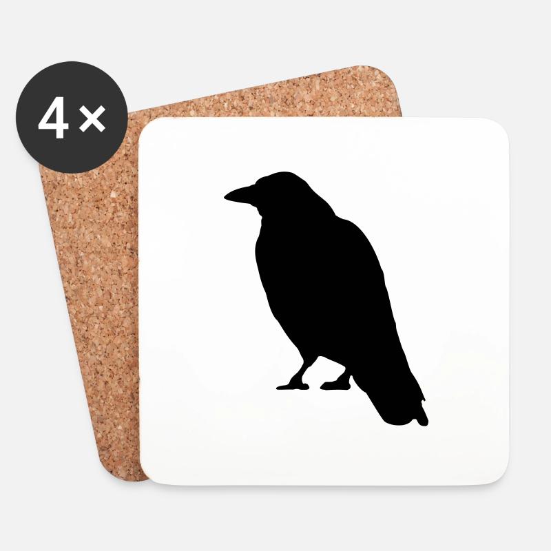 Black Crow Vogel - Untersetzer (4er-Set) - Weiß