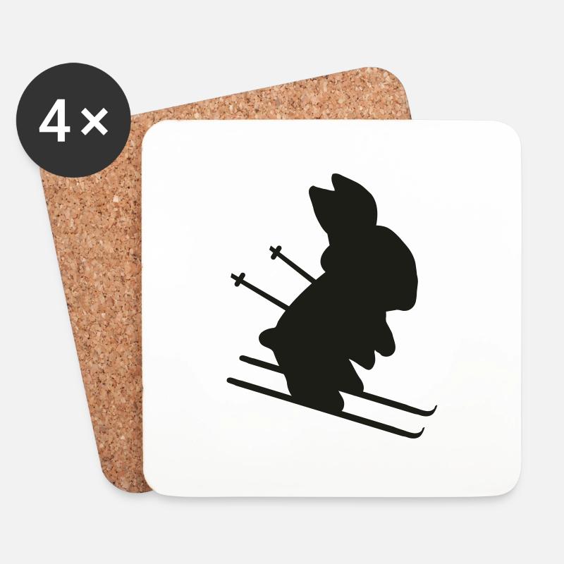 Ski Hase - skihase - Untersetzer (4er-Set) - Weiß