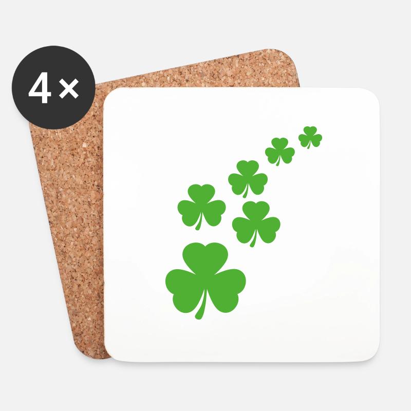 St. Patrick´s Day Kleeblätter Dreifaltigkeit - Untersetzer (4er-Set) - Weiß