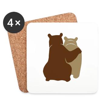 Bärenpaar - Bear Couple - Untersetzer (4er-Set) - Weiß - Vorne