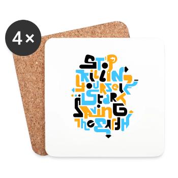 stopkillingyaself_3f - Coasters (set of 4) - white - Front