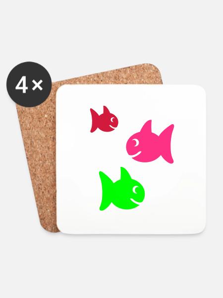 fische - Untersetzer (4er-Set) - Weiß