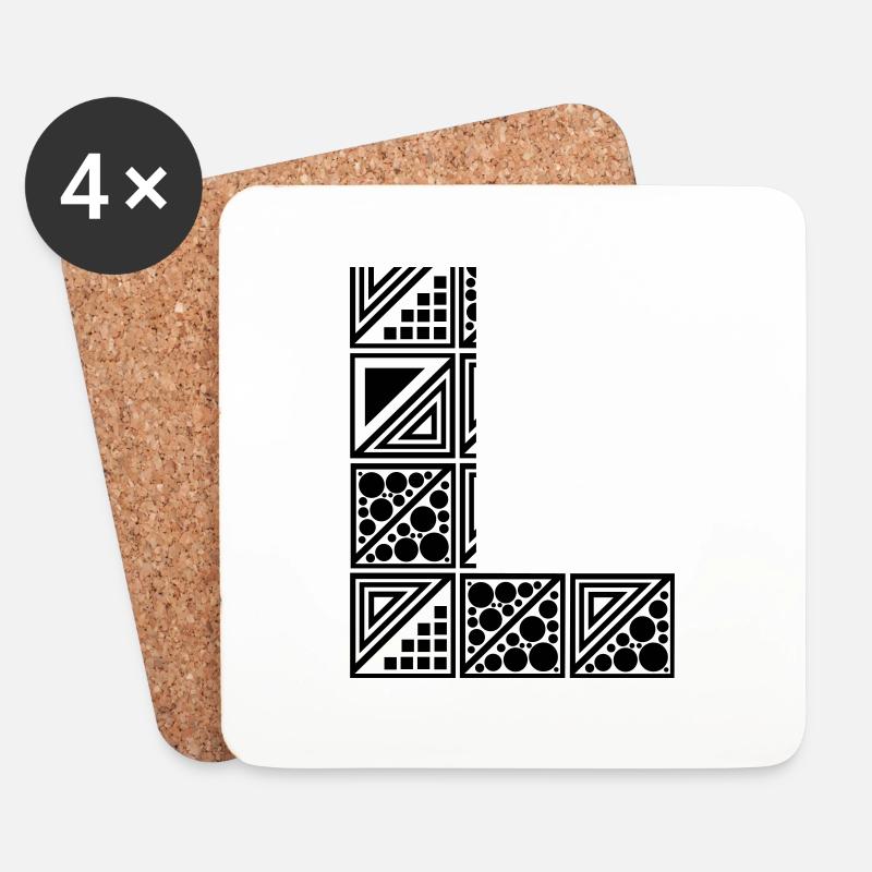 Buchstabe L - Untersetzer (4er-Set) - Weiß