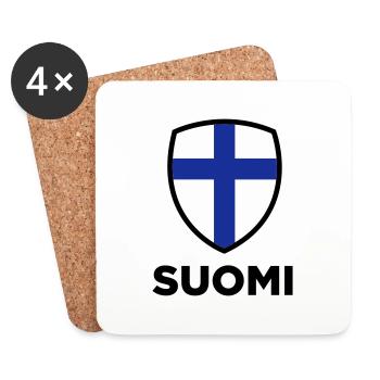 Drapeau national de la Finlande - Dessous de verre (lot de 4) - blanc - Devant