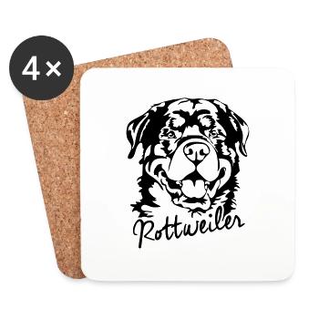 ROTTWEILER Hundesport Dogs Chien Wilsigns - Dessous de verre (lot de 4) - blanc - Devant
