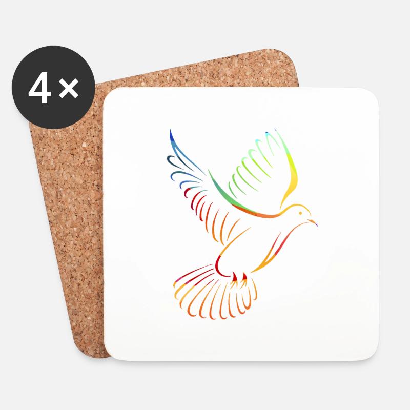Friedenstaube - Untersetzer (4er-Set) - Weiß