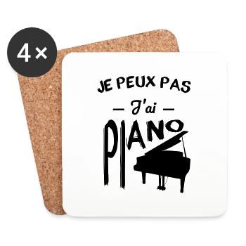 Je peux pas j'ai piano - Dessous de verre (lot de 4) - blanc - Devant