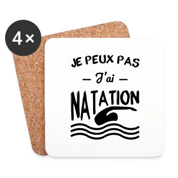 Je peux pas j'ai natation - Dessous de verre (lot de 4) - blanc - Devant