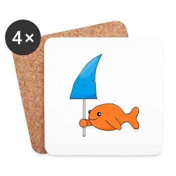 Goldfish with shark fin - Coasters (set of 4) - white - Front