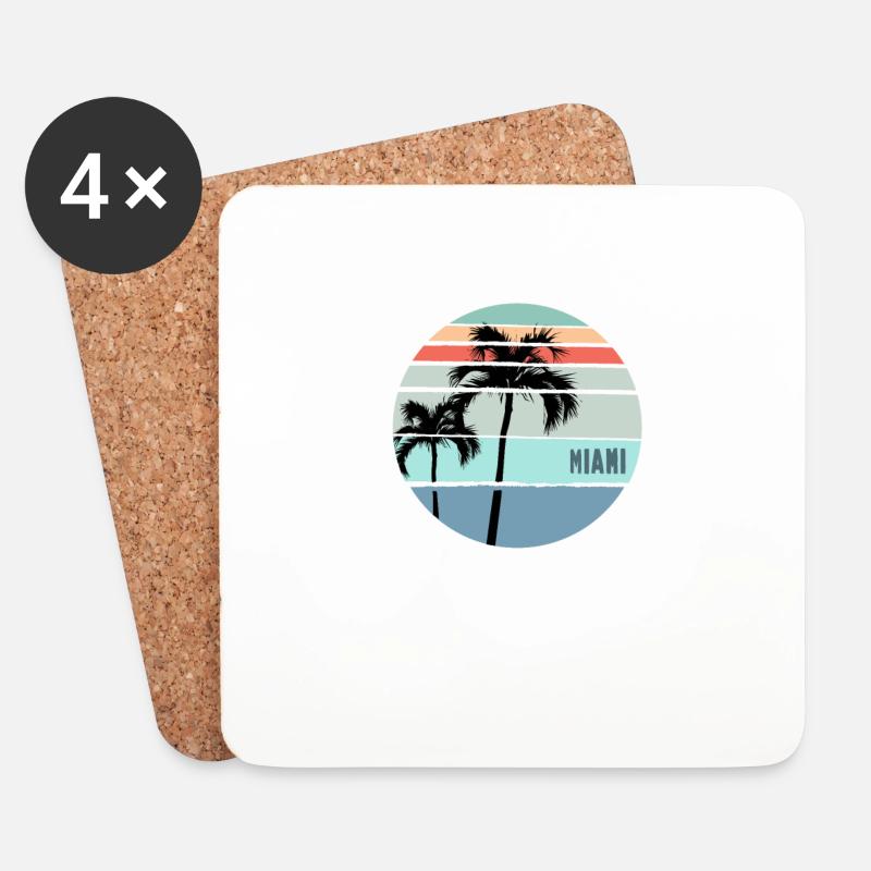 Coole Miami Florida Palme Urlaub Souvenir - Untersetzer (4er-Set) - Weiß