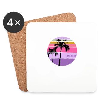 Cool Long Beach California Palm Tree Artistic - Coasters (set of 4) - white - Front