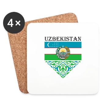 Usbekistan Flagge Heimat Usbek Geschenk - Untersetzer (4er-Set) - Weiß - Vorne