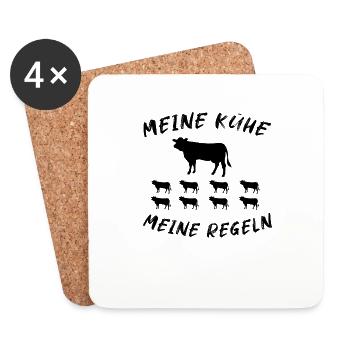 Meine Kühe Meine Regeln Landwirt Geschenk - Untersetzer (4er-Set) - Weiß - Vorne