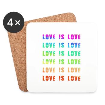 love is love,herzen,bunt,regenbogen,love - Untersetzer (4er-Set) - Weiß - Vorne