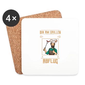 Bin am Grillen. Keine Tipps. Bier bringen. Abflug. - Untersetzer (4er-Set) - Weiß - Vorne