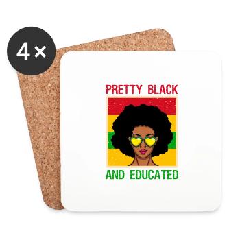 Pretty Black And Educated - American African Queen - Coasters (set of 4) - white - Front