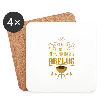 Bin am Grillen. Keine Tipps. Bier bringen. Abflug. - Untersetzer (4er-Set) - Weiß - Vorne
