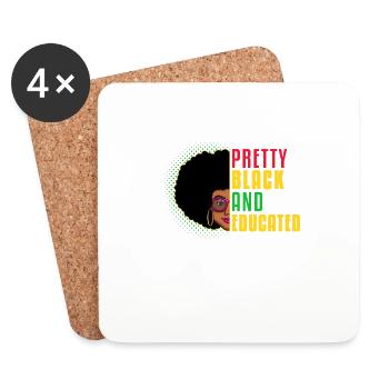 Pretty Black And Educated - American African Queen - Coasters (set of 4) - white - Front