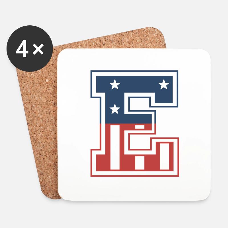 Buchstabe E USA - Untersetzer (4er-Set) - Weiß
