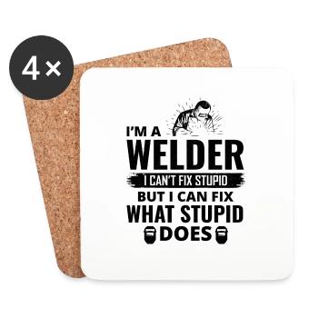 Welding Welder Metal Construction Ironworker - Coasters (set of 4) - white - Front