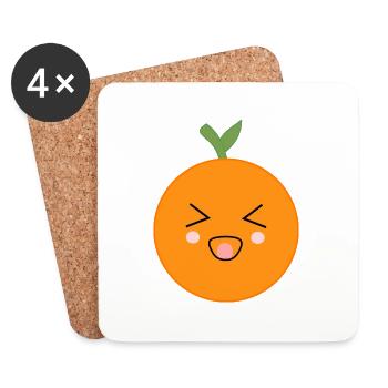 Kawaii Oranges Kawaii Fruits Kawaii Fruit - Coasters (set of 4) - white - Front