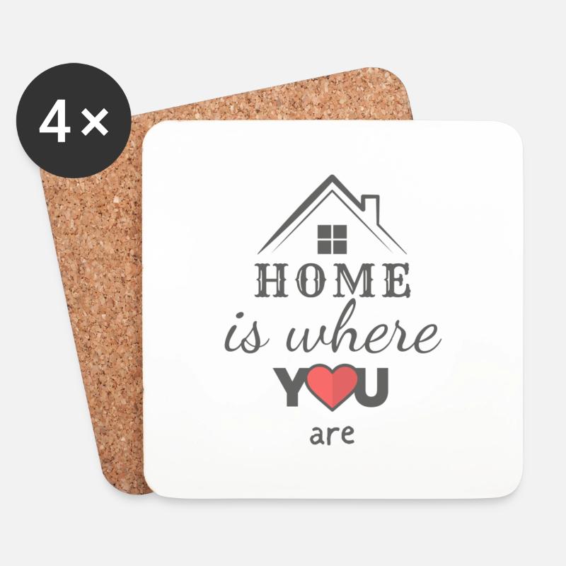 Home With Heart - Untersetzer (4er-Set) - Weiß