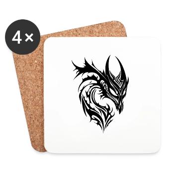 Drachen Tattoo Monster Style - Untersetzer (4er-Set) - Weiß - Vorne