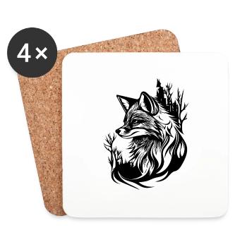 Hübscher niedlicher Tattoo Style Fuchs im Wald - Untersetzer (4er-Set) - Weiß - Vorne
