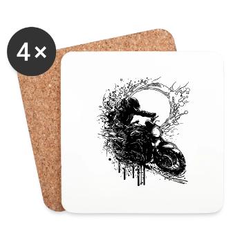 Style Splash Jump de course de moto - Dessous de verre (lot de 4) - blanc - Devant