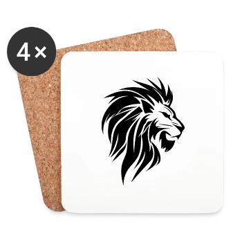 Evil Lion Head Tattoo Style Elegant Mane - Dessous de verre (lot de 4) - blanc - Devant