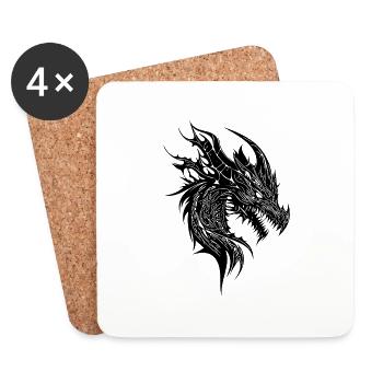 Grimmiger Vintager Drache im Natur Schuppenkleid - Untersetzer (4er-Set) - Weiß - Vorne