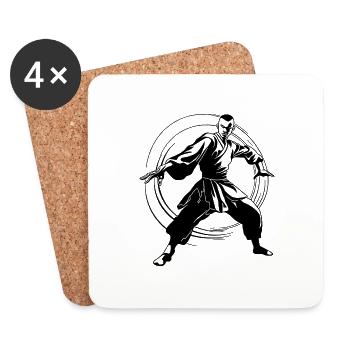 Karate fighter competition athletic sparring - Coasters (set of 4) - white - Front