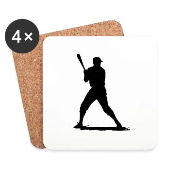 Baseball Spieler mit Baseballschläger - Untersetzer (4er-Set) - Weiß - Vorne