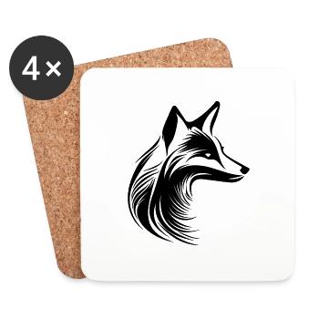 Beau portrait de renard tatoué - Dessous de verre (lot de 4) - blanc - Devant