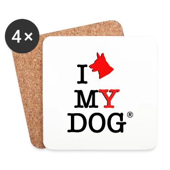 I Love my Dog - Dessous de verre (lot de 4) - blanc - Devant