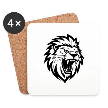 Tête de Lion En Colère Style De Tatouage Crinière Élégante - Dessous de verre (lot de 4) - blanc - Devant