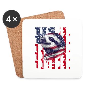 Patriotisches Faultier Amerikanische Flagge Tier - Untersetzer (4er-Set) - Weiß - Vorne