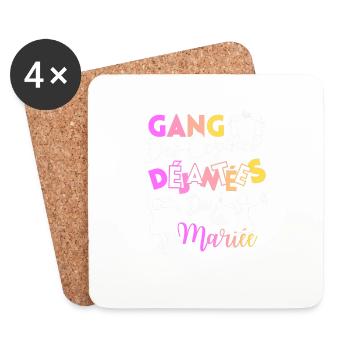 EVJF - GANG des copines Déjantées de la mariée - Dessous de verre (lot de 4) - blanc - Devant