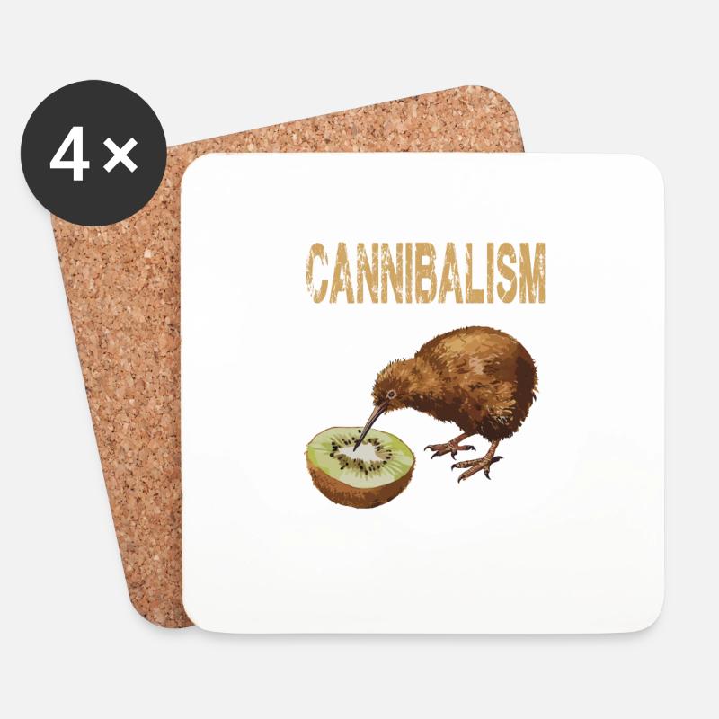 Kannibalismus Kiwi-Vogel genießt eine Kiwifrucht - Untersetzer (4er-Set) - Weiß