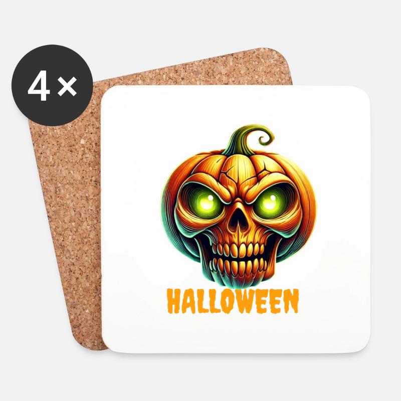 Halloween Totenkopf - Untersetzer (4er-Set) - Weiß