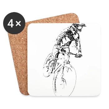 VTT, conduite, descente - Dessous de verre (lot de 4) - blanc - Devant