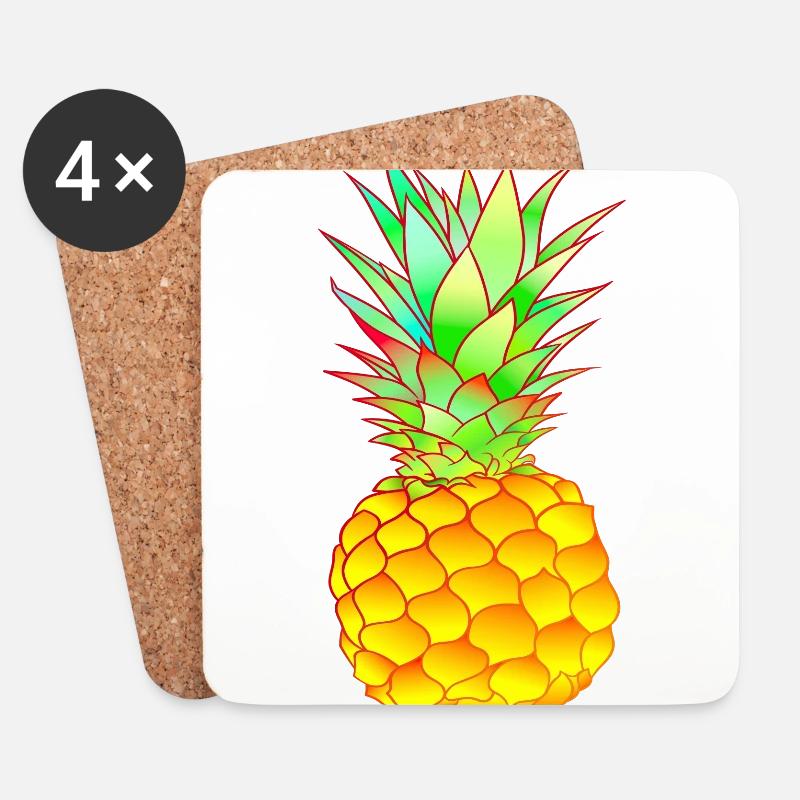 tropische Ananas farbenfroh - Untersetzer (4er-Set) - Weiß