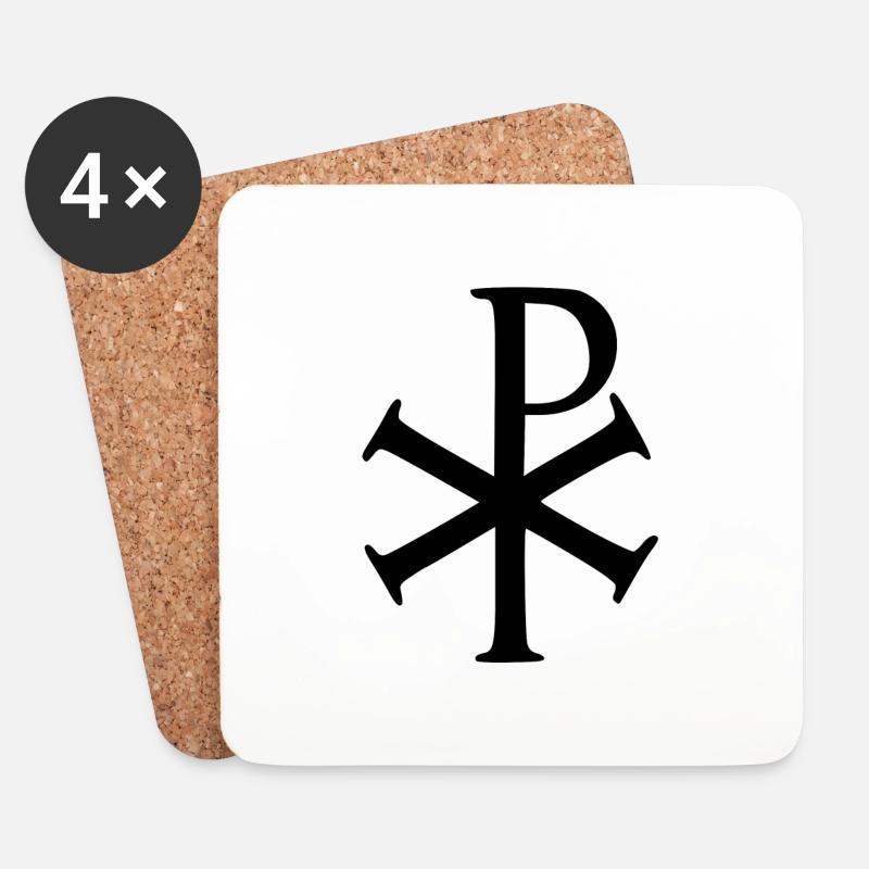 Christus-Monogramm "Chi-Rho" - Untersetzer (4er-Set) - Weiß