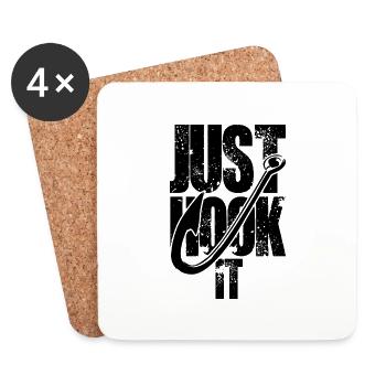 fishing hook fishing - Coasters (set of 4) - white - Front
