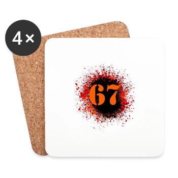 67 Zahl Klecks - Untersetzer (4er-Set) - Weiß - Vorne