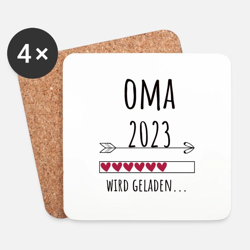 Oma 2023 Schwangerschaft Großmutter Geschenk - Untersetzer (4er-Set) - Weiß